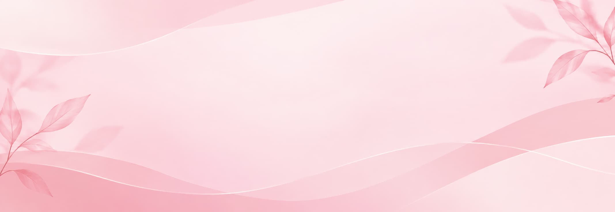 Pastel Pink Waves and Botanical Leaves
